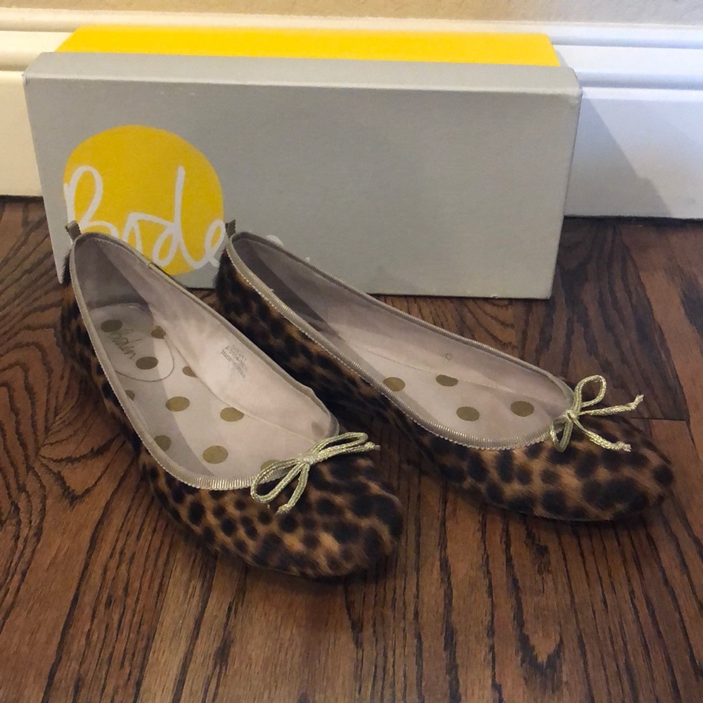Boden cowhide cheetah print ballet flats 38.5
